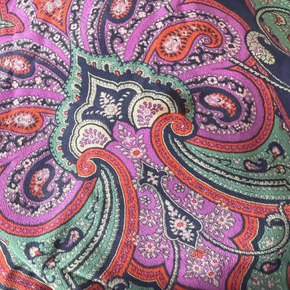 Vintage Silk Womens 100% Silk Scarf JENAST Paris Floral Paisley‎ Statement Wrap